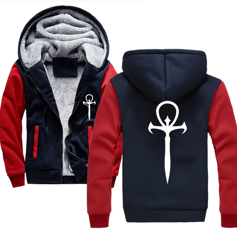 

Vampire the Masquerade Bloodlines Print Men Hoodies Winter Thick Warm Zipper Hooded Coat Sportwear Streetwear Sweatshirts