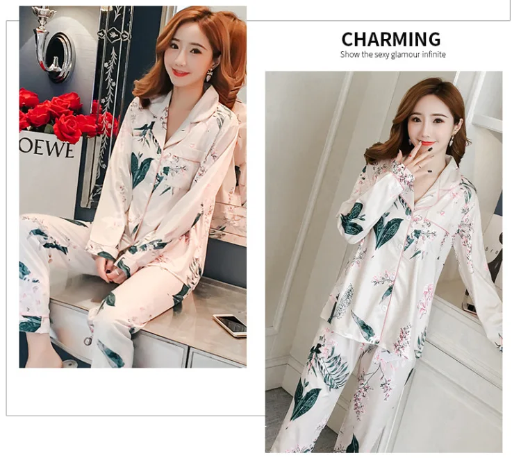 Take the Amount of Hot Selling Spring New Style Pajamas Women Long Sleeve Trousers Cardigan Korean-style Homewear Set Cardigan 2