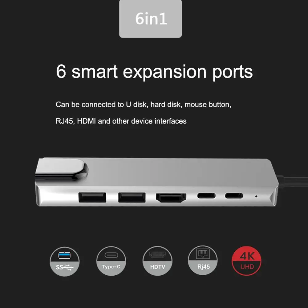 

LT8711 chipset Type-C hub docking station 6 port 1 expansion USB HUB notebook converter support Nintendo