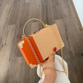 

Brand Original Design Fashion Handbag 2020 New Metal Hand-held Small Square Box Bag Chain Slung Shoulder Bag