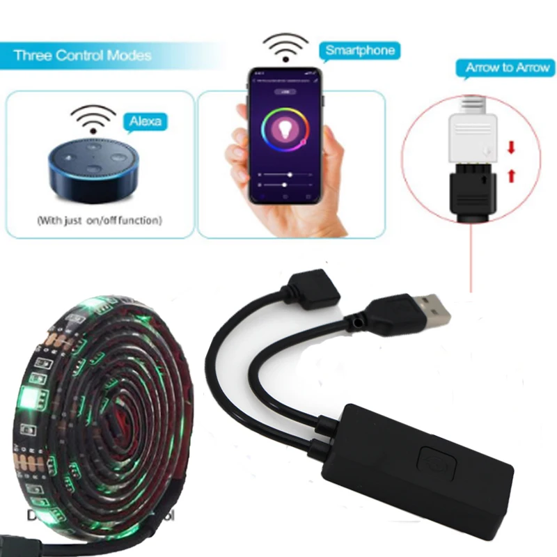 Светодиодная лента RGB для подсветки телевизора 2 м 5 В USB 5050 музыки Wi Fi|Светодиодные