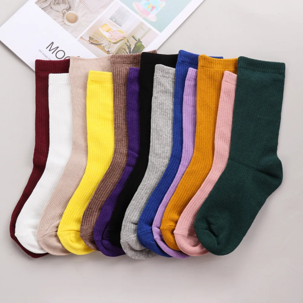 

Women Long Cotton Socks High Tube Lovely Soft Short Sock Breathable Sweat-absorbing Casual Long Vintage Socks Hosiery