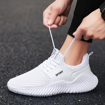 

Mens Sneakers Comfortable Fashion Popular Black White Casual Shoes Men adults summer Breathable mesh Light soft bottom Zapatos