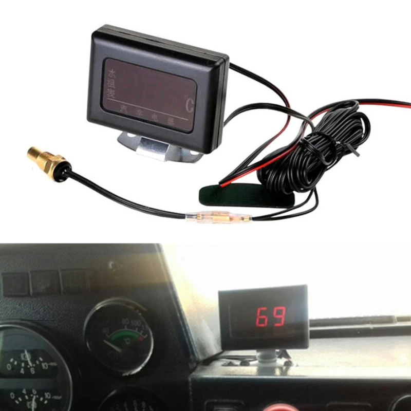 

Universal LCD Digital Water Temperature Gauge Kit and Sensor Plug for Car Engine fit for 12V~24V Car