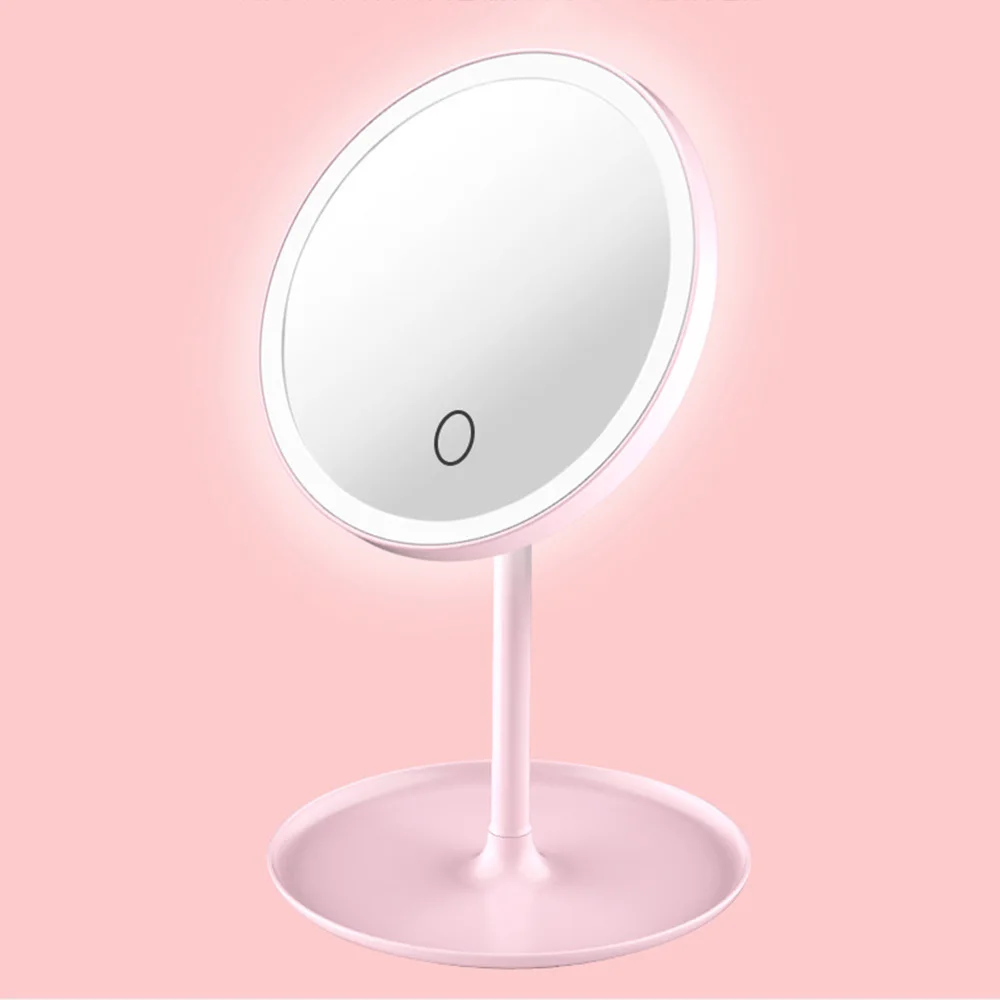 Светодиодный сенсорный экран с подсветкой, зеркало для макияжа, натуральный белый светильник, съемная база, настольный зеркальный светильник для макияжа
