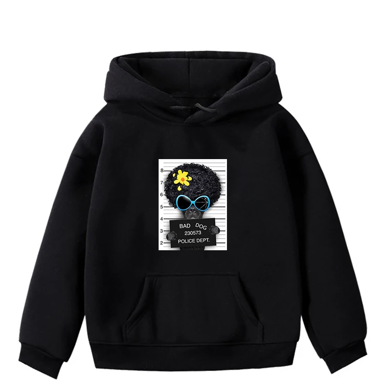 Милые толстовки с капюшоном с длинными рукавами и принтом «Bad Dog Police Dept» Детские толстовки унисекс детский ребенок дошкольного возраста девочки Младенец одежда - Цвет: Hoodies 3