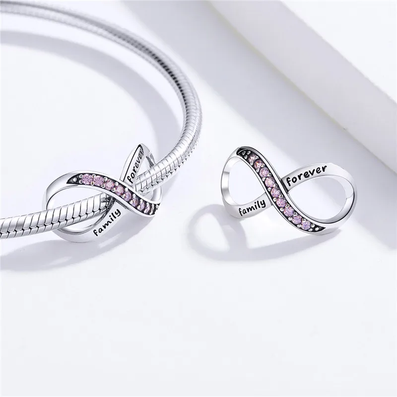 INBEAUT оригинальные бесконечные бусины подходят для браслета Pandora 925 пробы серебряный розовый и белый CZ розовое золото Бесконечная любовь diy Подвески