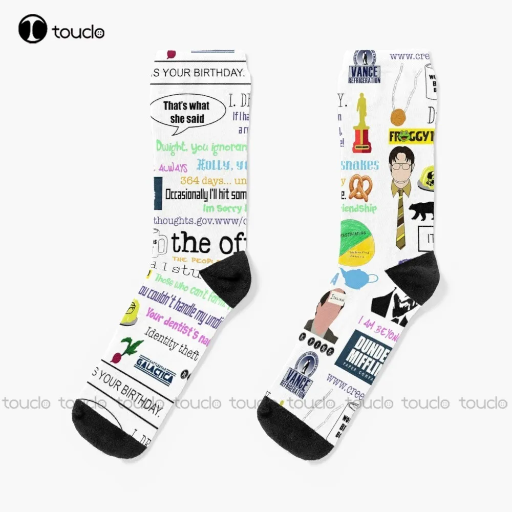 

New The Office Collage Dwight Funny Collage Office Sitcom Socks Halloween Socks Women Personalized Custom Unisex Adult Socks