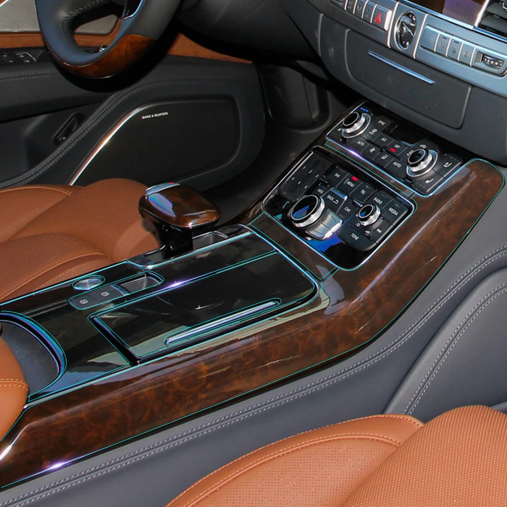 Для Audi A8 A8L 2012- центральная консоль управления, панель переключения передач, Автомобильный интерьер, невидимый бюстгальтер, защитная пленка, автомобильная наклейка