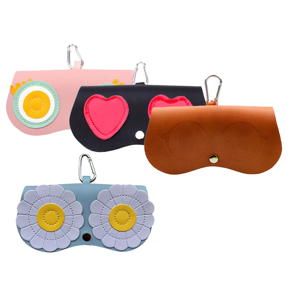 

4x Sunglass Case Ladies Leather Cartoon Eye Glasses Bag Storage Protection