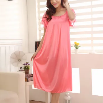 

Women Loose Nightgowns Satin Nightdress Lace Sexy Lingerie Sleepwear Nightwear Short Sleeve Sleep Shirts Nightie Solid Loung Hot