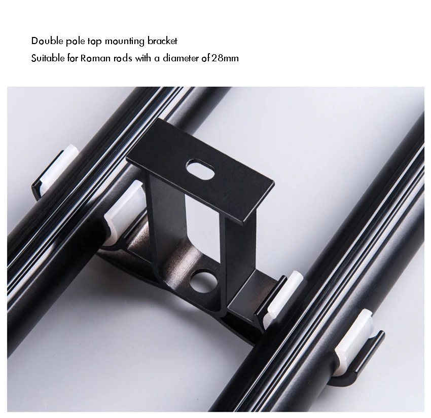 Description Picture 2 of itemCurtain Rod Ceiling-Mount Bracket for 28mm Rod,Aluminum Alloy Double Curtain Rod Bracket Holder,Matt Black /White Finish rideaux