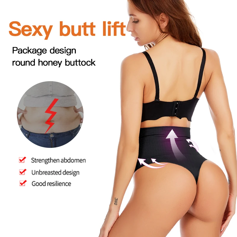 High Waist Trainer for Women Bodysuit Shapewear Sexy Tummy Control Slimming Panties Butt Lifter Thong Panty Underwear Seamless