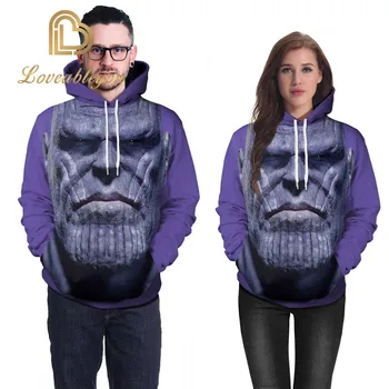 

Thanos Hoodeis Men I Am Inevitable Avengers Hooded Cosplay Halloween Hoodie Fleece Warm Workout Streetwear