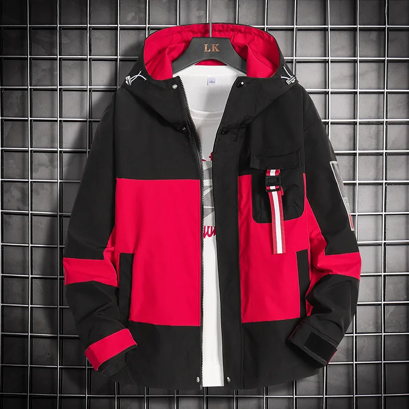 

2020 new men's cardigan street hip-hop long-sleeved personality splice men's casual jacket top