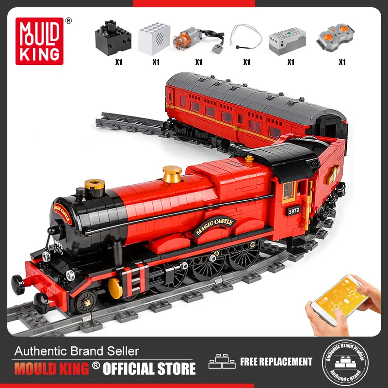 Mold King 12010 Technical City Train Motorizzato Magic Remote Control Train Model Building Blocks Mattoni Giocattoli Per Bambini Regalo Di Natale