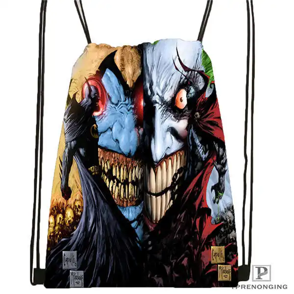 Drawstring Backpack Custom the-joker-batman-arkham@ 01-походная сумка на шнурке милый рюкзак для детей(черная спинка) 31x40 см#180611-03-113 - Цвет: Drawstring Backpack