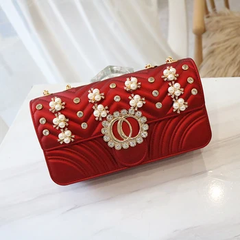 

2020 New Matte Jelly Bags Fashion Casual Diamond Chain Shoulder Messenger Bag High Quality Pearl Women Purse and Handb Louis Bag