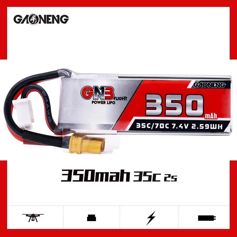 

1/2/4 PSC Gaoneng GNB 7.4V 350mAh 35C 2S Lipo Battery XT30 Plug for for Beta75X RC Drone FPV Racing Parts Accessories