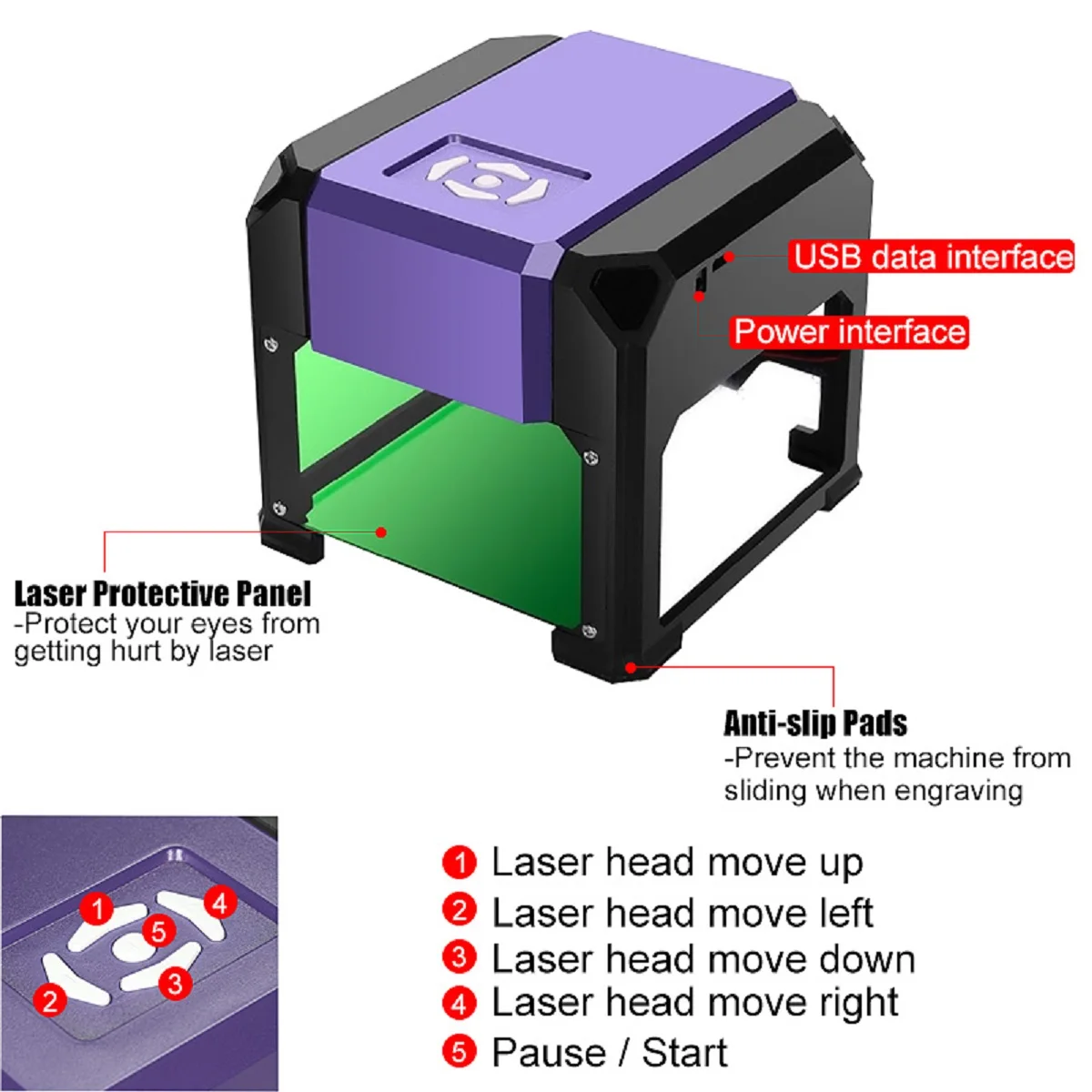 

3000mW Laser Engraver DIY Logos Mark Printer Cutter Laser Engraving Carving Machine Support bluetooth For ios /Android/Laptop/PC