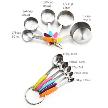 

10pcs/set Stainless Steel Measuring Cups Spoons Durable Kitchen Cooking Baking M0XD