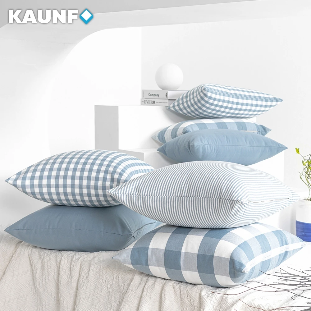 kloof Verschuiving Verwisselbaar Plaid Gestreepte Polyester Katoenen Canvas Kussenhoes Kussensloop Lichtblauw  Stoel Sofa Thuis Decor Sierkussen Cover 30x5 0/45x45|Kussensloop| -  AliExpress