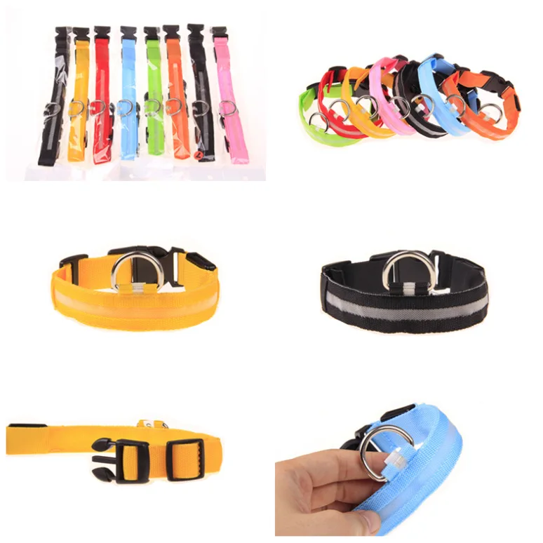 Hot Sales LED Night Flashing Glowing Pet dog Collar,Pet Collar Luminous for Dogs Cats Dog Supplies witout Baterry