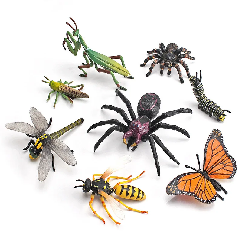 Simulation Rainforest Animal Model Insect Figurine Doll Spider Wasp Praying Mantis Grasshopper PVC Action Figure Kids Toys Gifts | Игрушки и