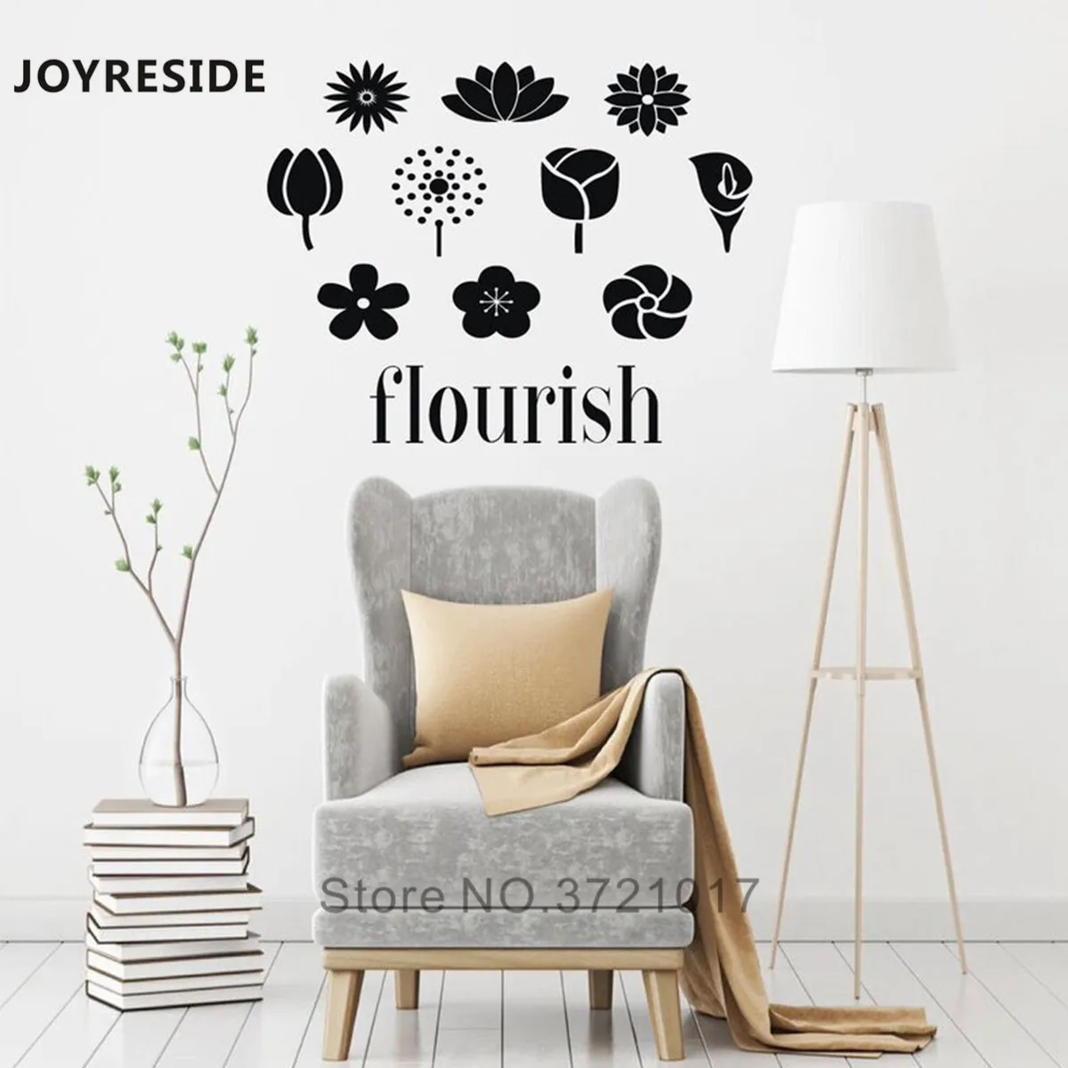 Joyreside Florecer Flores Calcomanias De Pared Casa De La Sala De