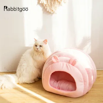 

Foldable Cat Bed Cave Lovely Self Warming for Indoor Dog House Winter Bed House Kennel Fleece Soft Nest For Small Dog Cat House