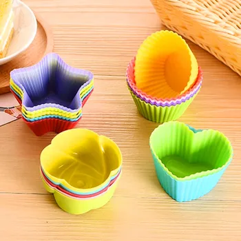 

6pcs/lot Silicone Cake Stencils rose Cupcake Tool Bakeware Baking Silicone Muffin mold Cupcake DIY Pentagram Openwork template