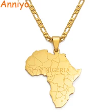 Anniyo Африка Карта с Нигерией кулон ожерелья золотого цвета ювелирные изделия для женщин мужчин карты Африки Ювелирные изделия Подарки#042321