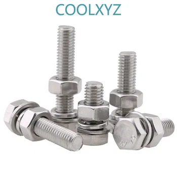 

304 stainless steel hexagon bolt, screw and nut set large full extension screw m8m10 5Pcs