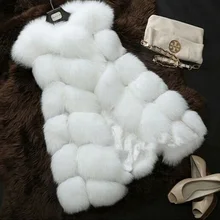 INS Модный меховой жилет, зимнее женское роскошное пальто из искусственного лисьего меха, меховой жилет, приталенное Женское зимнее пальто, женская верхняя одежда pelliccia donna