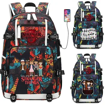 

Stranger Things 3 Seasons Backpack USB Port Rucksack Bag Snake Pattern Teenager Student School Bags Travel Shoulder Laptop Bag 9