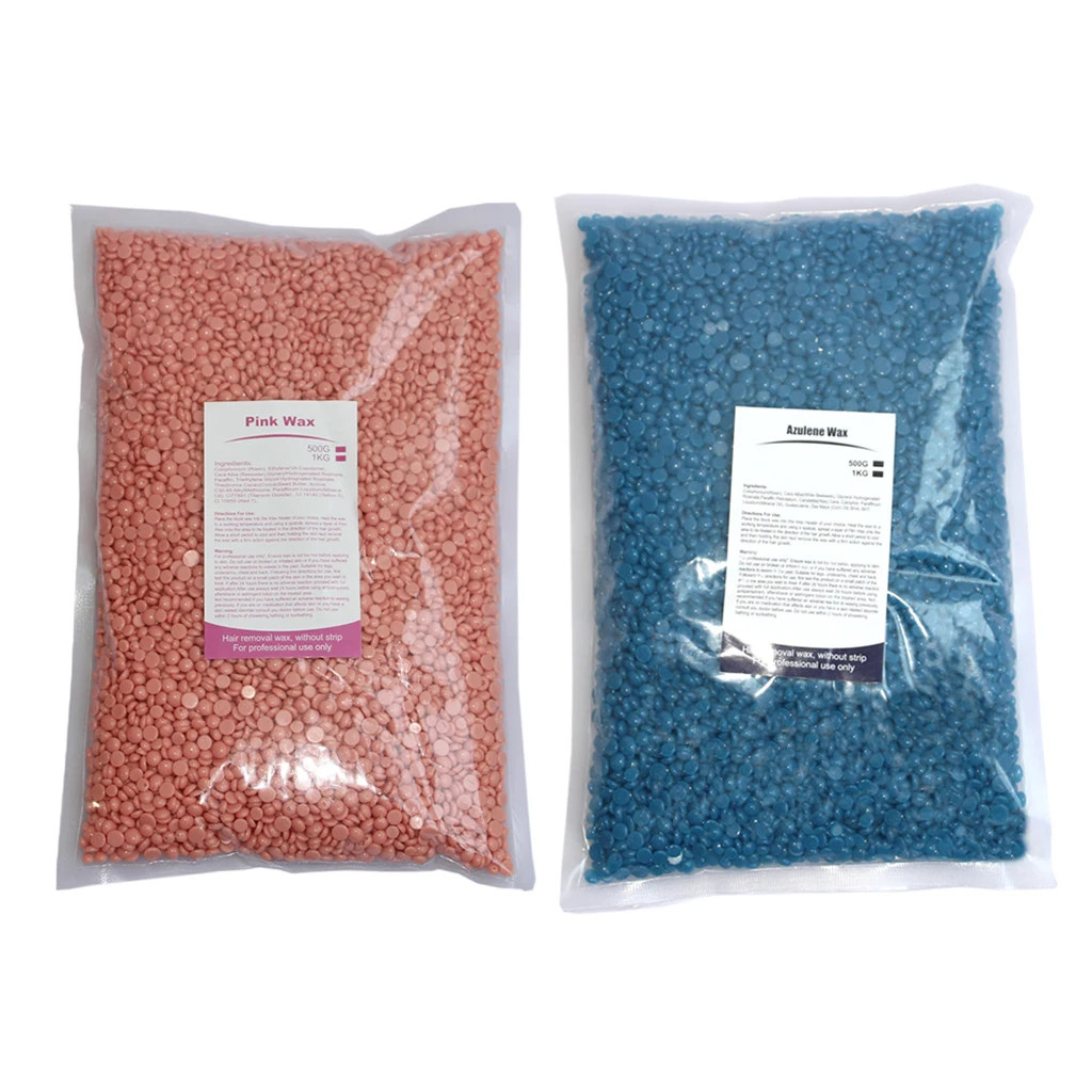 2Bags Home Hard Wax Bead Beans for Face Bikini Underarm Back Chest Leg 500g/bag Depilatory Hard Wax Bikini Hair Removal Bean