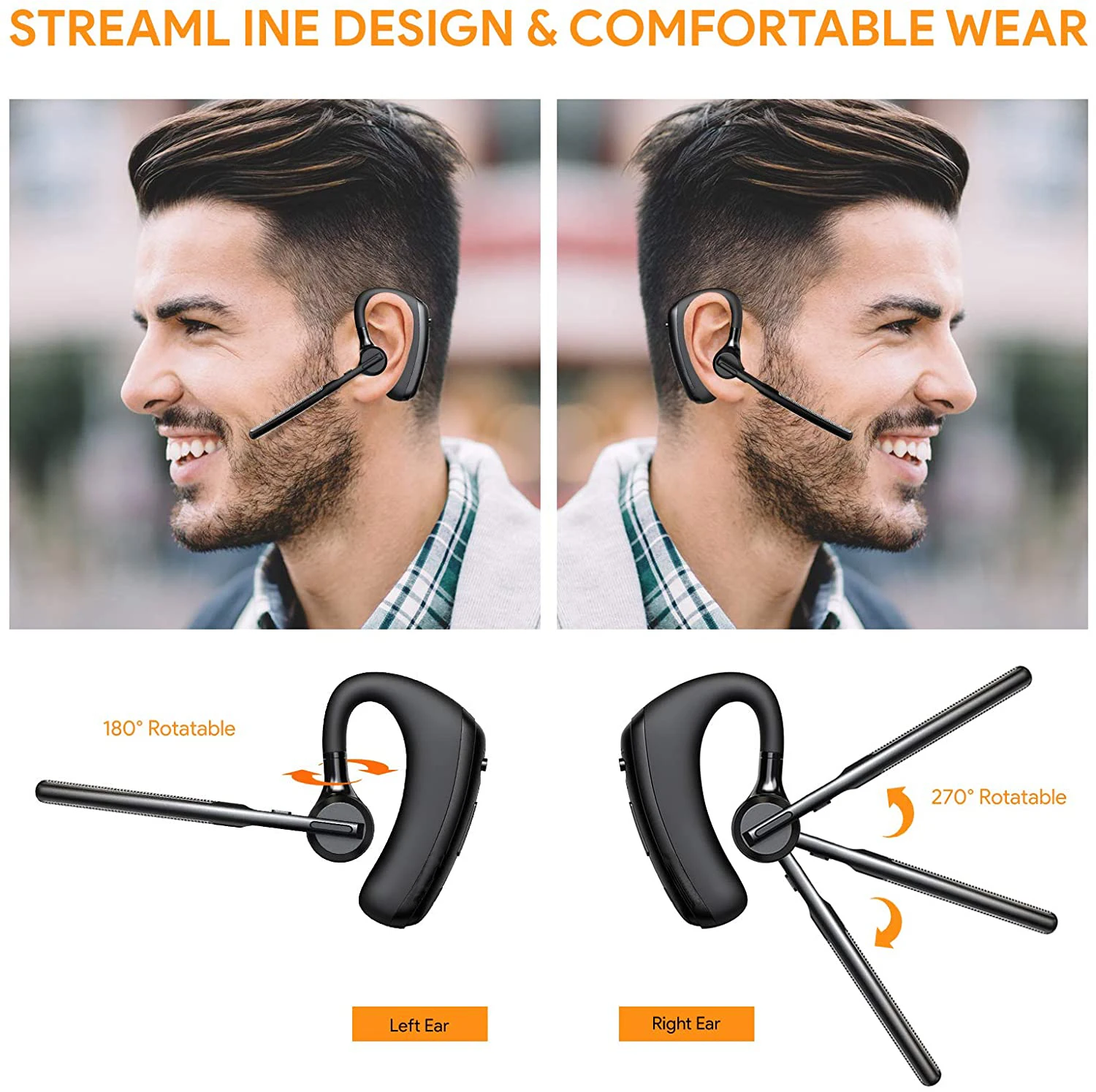 Wireless Headphone Bluetooth Earphones Handsfree Noise Reduction Apt-X HD Dual Mic For All Smart Phones