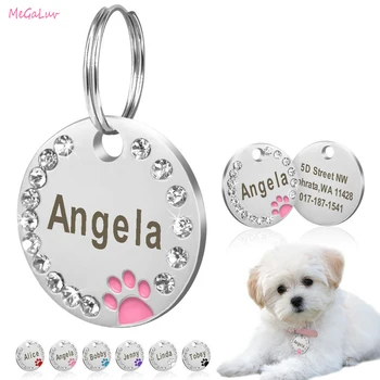 

Custom Stainless Steel Dog Tag Engraved Pet Dog Collar Accessories Personalized Cat Puppy ID Tag Paw Name Tags Pendant Anti-lost