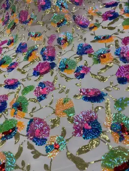 

Jolin-58.9804 Hot selling african sequins lace fabric tessel fringel embroidered tulle mesh lace fabric