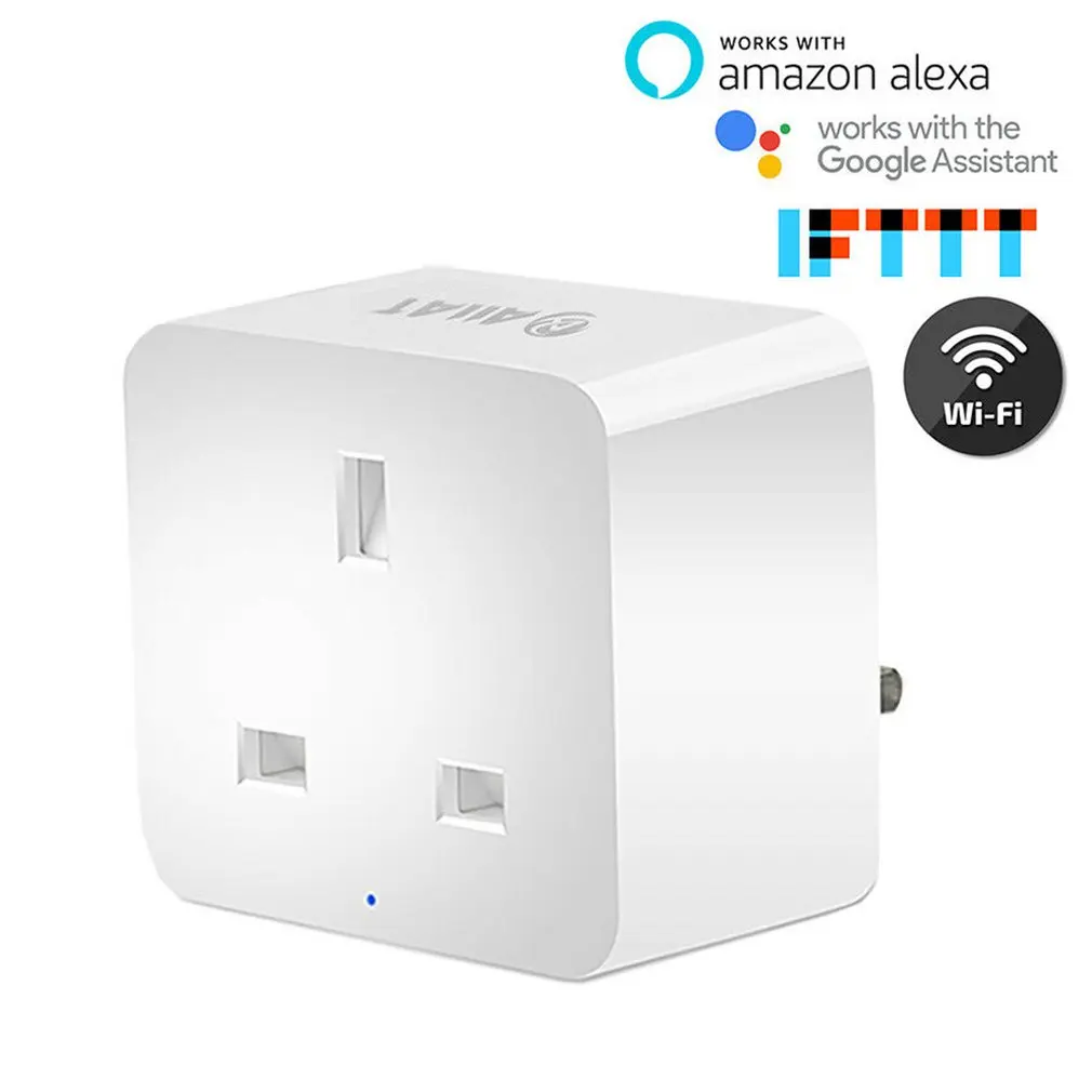 Wi-Fi Smart Plug Британский магазин беспроводной разъем управления 16A Мощность мониторинг энергии таймер переключатель Голосовое управление работает для Alexa Google