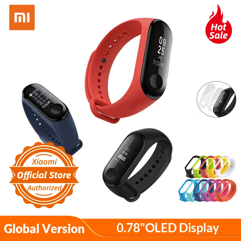 Глобальная версия Xiaomi mi Band 3 band браслет 0 78 &quotOLED дисплей тачпад пульсометр Bluetooth 4 2