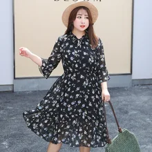 Г., летняя одежда Новое Стильное очень большое женское платье шифоновое платье с цветочным принтом больших размеров для девочек, A058