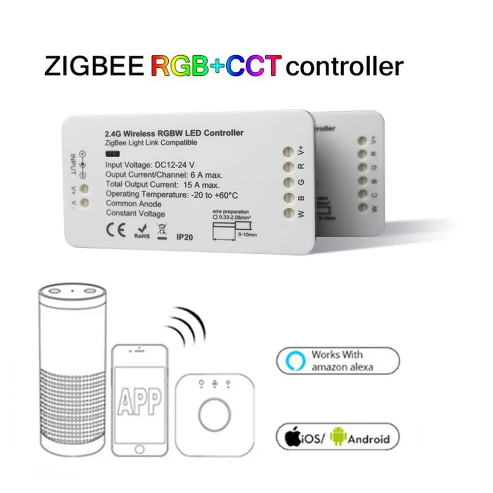 Светодиодный контроллер RGB+ CCT RGBW WWCW контроллер светодиодной ленты DC12/24 В линейный световой диммер приложение светодиодный контроллер