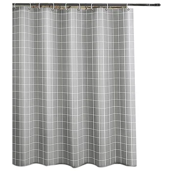 

Grey Shower Curtain Gray Farmhouse Fabric Cloth Shower Curtains for Bathroom 72 x 72 (Grey Grid)