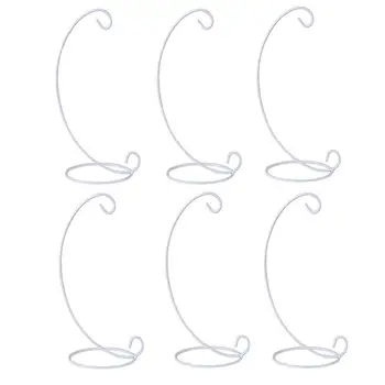 

(6 Pack) Ornament Display Stand, White Iron Hanging Stand Rack Holder for Hanging Glass Globe Air Plant Terrarium, Witch Ball, C