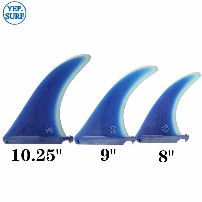 Surf Longboard Fins Fiberglass 8/9/10.25 Length Surf Fin Blue color Fin