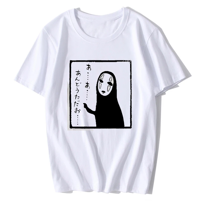 Japanese Anime Spirited Away T Shirt women Studio Mask No Face Tees Short-sleeves Casual Comics Cartoon Tee | Женская одежда
