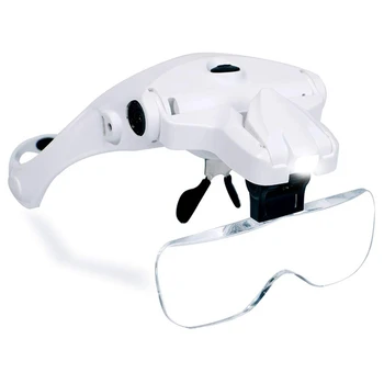 

Hands Free Headband Magnifying Glass, Usb Charging Head Magnifier With Led Light Jewelry Craft Watch Hobby 5 Lenses 1.0X 1.5X 2.