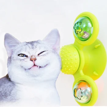 

New Pet Cat Toy Windmill Spinning and Scratching Itchy Glowing Turntable Cat Toys Three Directional Windmill Shape