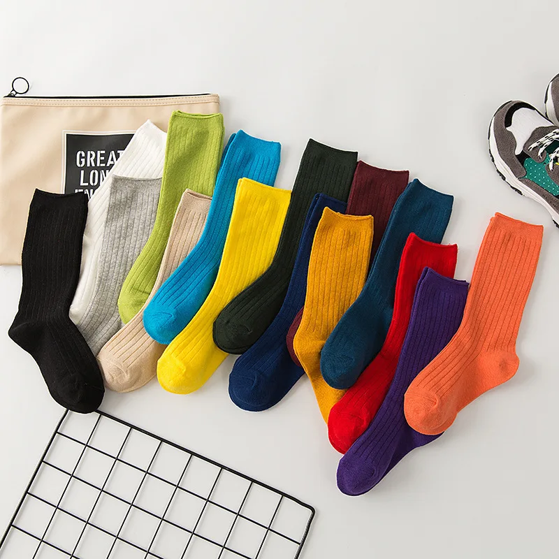 Носки женские и фиолетовые дымовые Чулочные изделия для кучи яркие желтые сапфировые женские носки Разноцветные хлопковые однотонные дамские носки